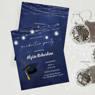 Budget Graduation Hat Chalkboard Party Blue