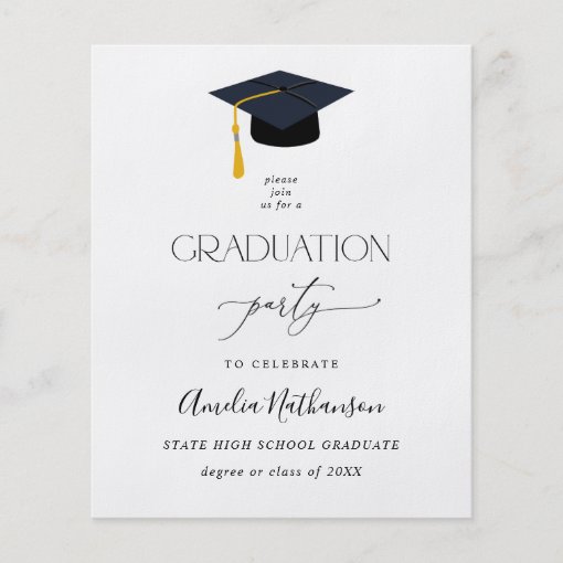 Budget Graduation Hat Graduation Party Flyer | Zazzle