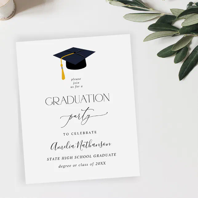 Budget Graduation Hat Graduation Party Flyer | Zazzle