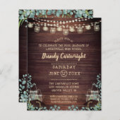 Budget Graduation Lights Eucalyptus Invitation (Front/Back)