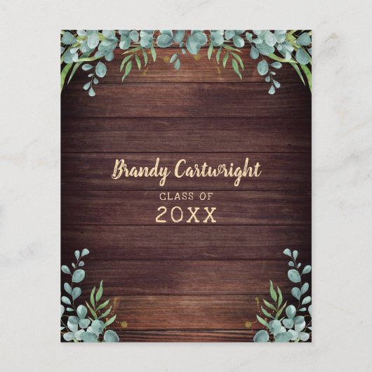 Budget Graduation Lights Eucalyptus Invitation (Back)