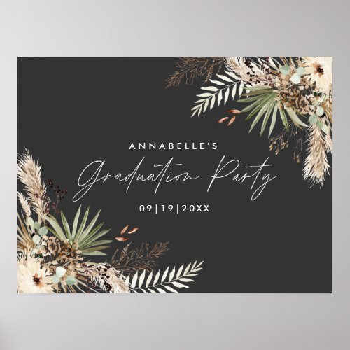 Budget graduation pampas botanical modern elegant poster