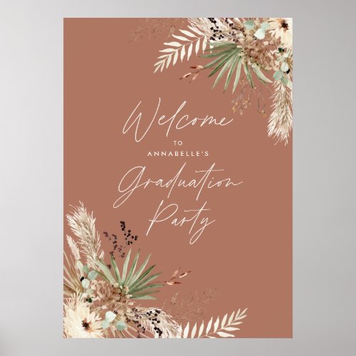 Budget graduation pampas terracotta modern elegant poster