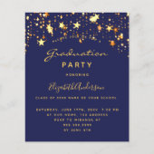 Budget graduation party navy blue gold stars 2024 (Front)