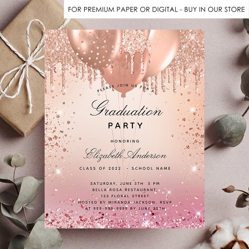 Budget graduation party pink rose gold balloons