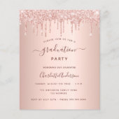 Budget graduation party rose gold invitation (Front)