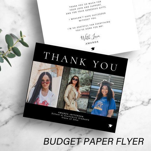 Budget graduation photo collage thank you flyer