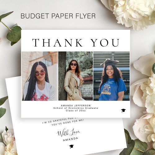 Budget graduation photo collage thank you flyer