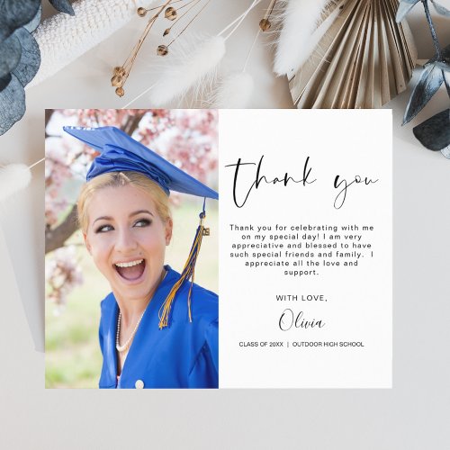 Budget Graduation Photo Minimalist Thank You Cards