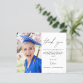 Budget Graduation Photo Minimalist Thank You Cards (Standing Front)