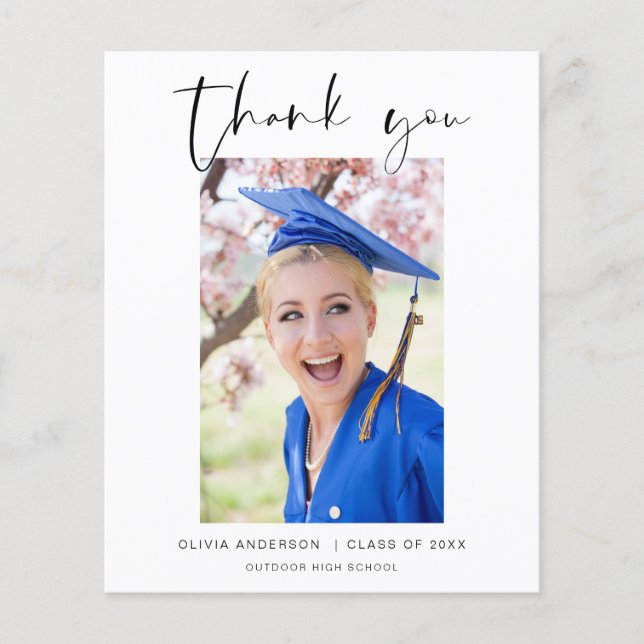 Budget Graduation Photo Minimalist Thank You Cards Flyer (Front)