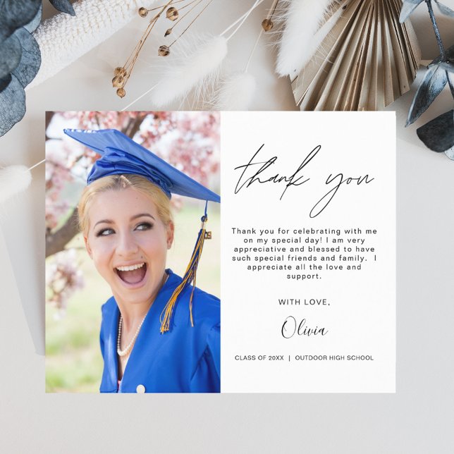 Budget Graduation Photo Minimalist Thank You Cards Flyer (Creator Uploaded)