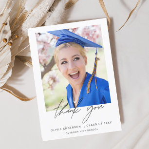 Budget Graduation Photo Minimalist Thank You Cards Flyer