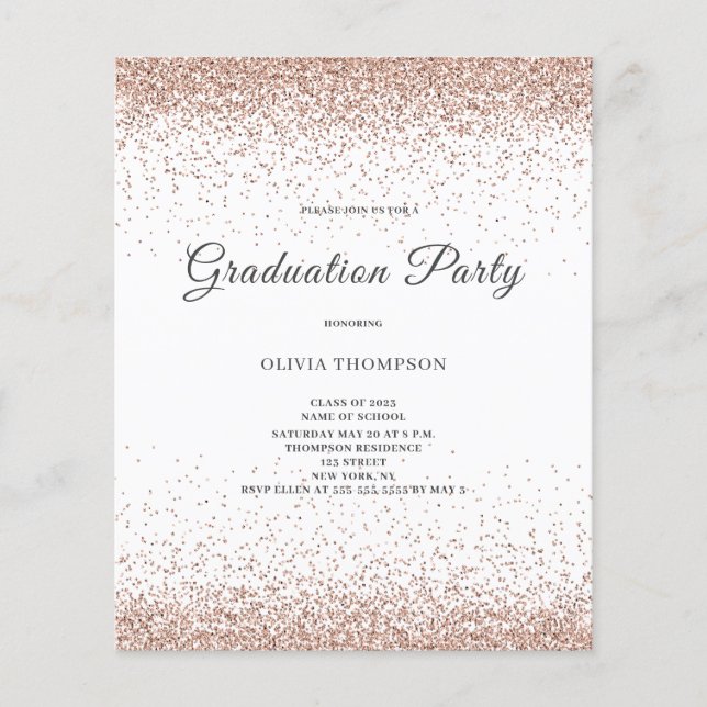Budget Graduation Pink Glitter Party Invitation (Front)