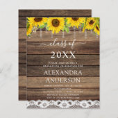 Budget Graduation Sunflower Rustic 2023 Invitation (Front/Back)