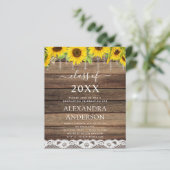 Budget Graduation Sunflower Rustic 2023 Invitation (Standing Front)