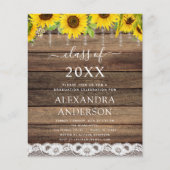 Budget Graduation Sunflower Rustic 2023 Invitation (Front)