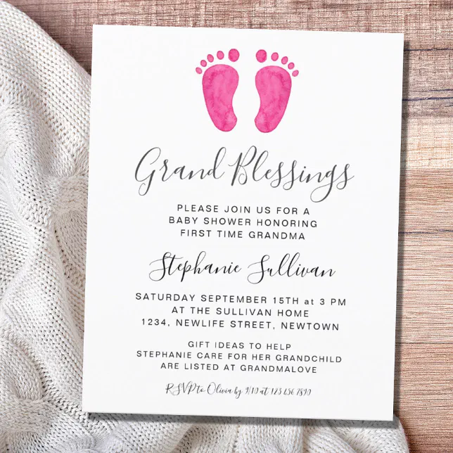Budget Grand Blessings Girl Baby Shower Invitation Zazzle