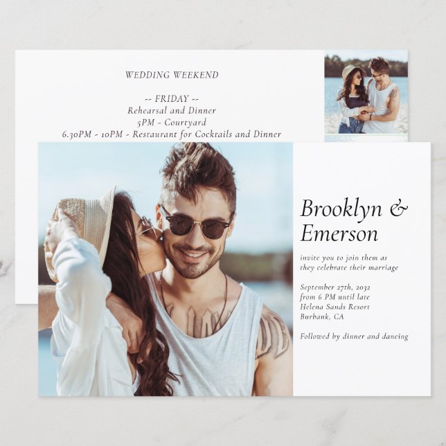 Budget Grand Modern Photo Wedding Invitation (Front/Back)