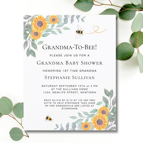 Budget Grandma_To_Bee Baby Shower Invitation