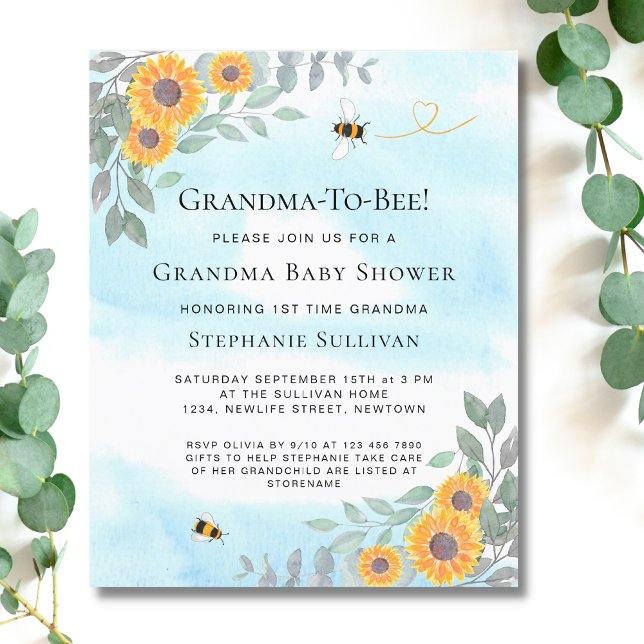 Budget Grandma-To-Bee Baby Shower Invitation (Creator Uploaded)
