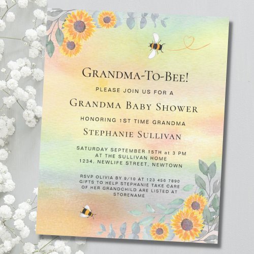 Budget Grandma_To_Bee Baby Shower Invitation