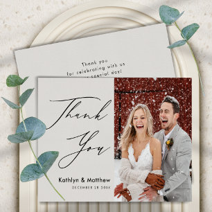 Budget Gray Elegant Script Modern Weddin Thank You