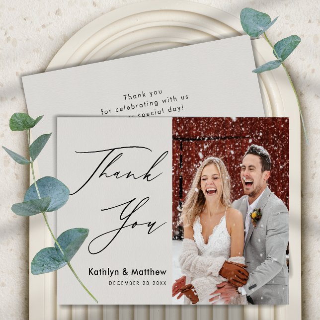 Budget Gray Elegant Script Modern Weddin Thank You (Creator Uploaded)