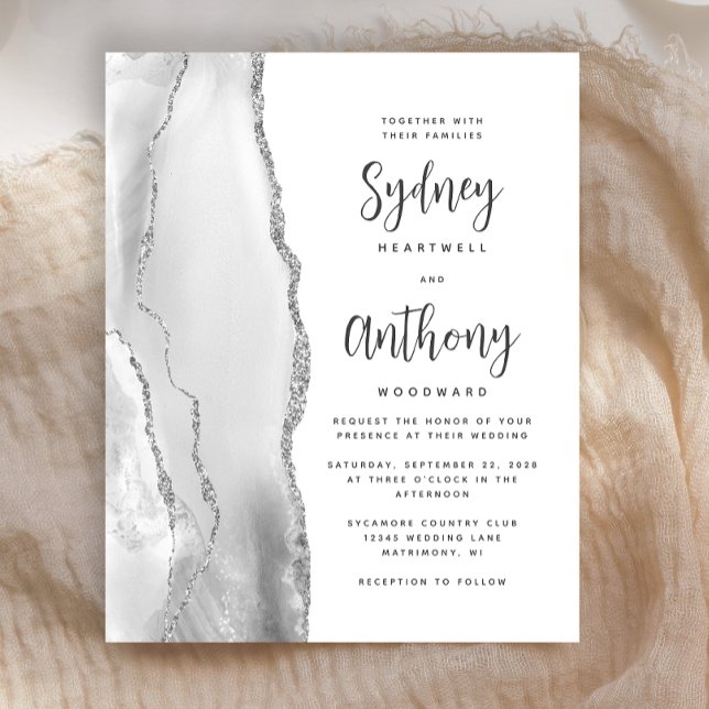 Budget Gray Silver Agate Calligraphy Wedding (Creator Uploaded)