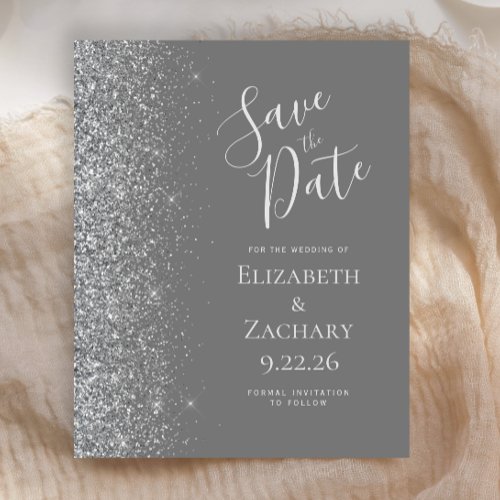 Budget Gray Silver Save the Date Card