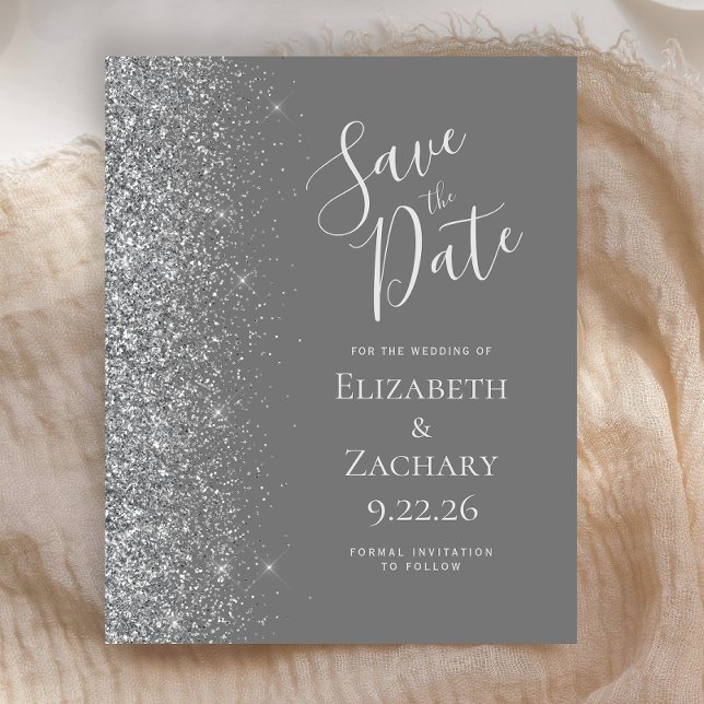Budget Gray Silver Save the Date Card (Creator Uploaded)