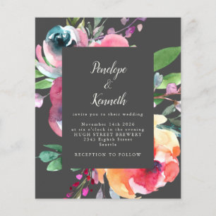Budget Gray Watercolor Floral Elegant Wedding