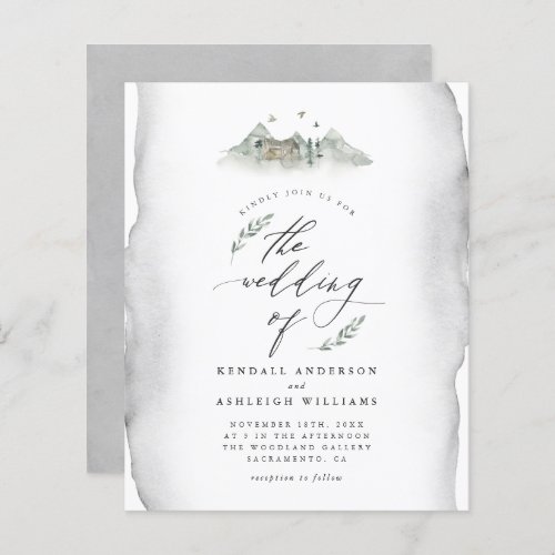 Budget Gray Watercolor Leaves  Mountain Wedding