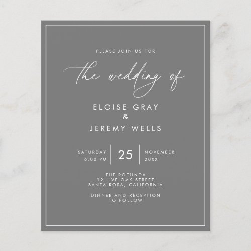 Budget Gray Wedding Invitation  Flyer