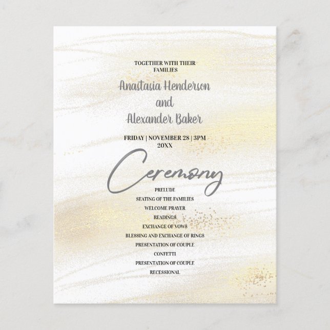 Budget Gray Wedding Program card. Flyer (Front)