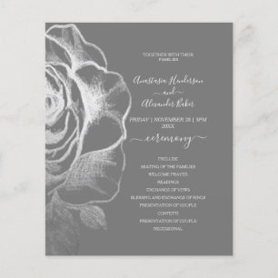 Budget Gray Wedding Program card. Flyer
