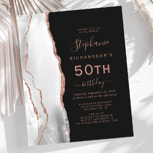 Budget Gray White Rose Gold Agate 50th Birthday