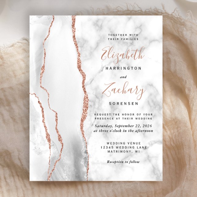 Budget Gray White Rose Gold Agate Marble Wedding (Creator Uploaded)