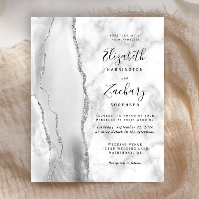 Budget Gray White Silver Agate Marble Wedding (Creator Uploaded)