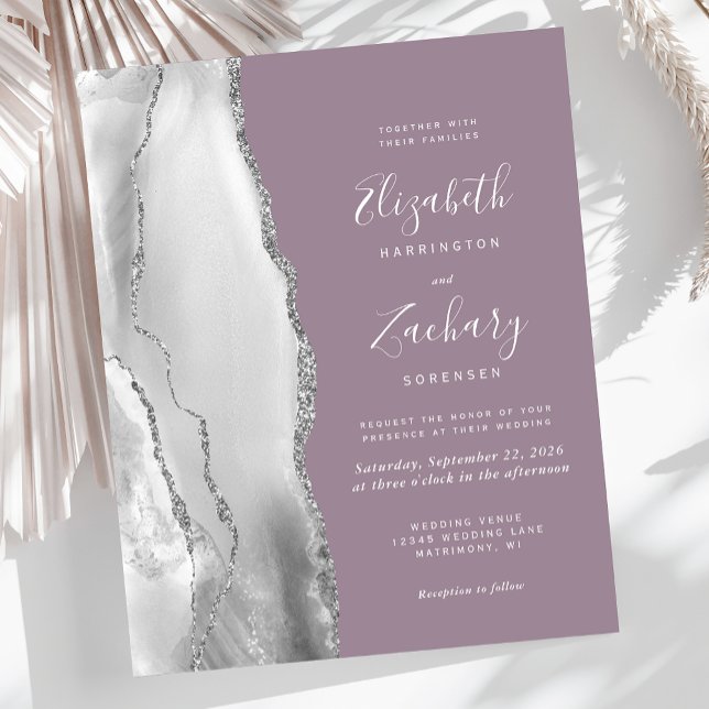 Budget Gray White Silver Agate Mauve Wedding (Creator Uploaded)