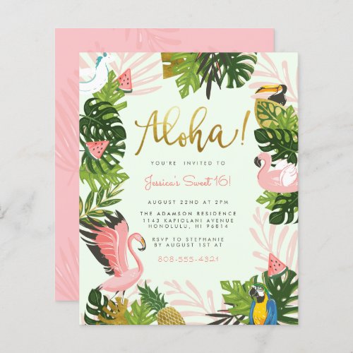 Budget Green Aloha Hawaii Tropical Gold Birthday