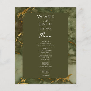 Budget Green and Gold Wedding Menu Flyer