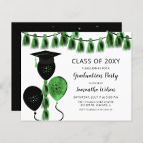 Budget Green Balloons Graduation Invitations