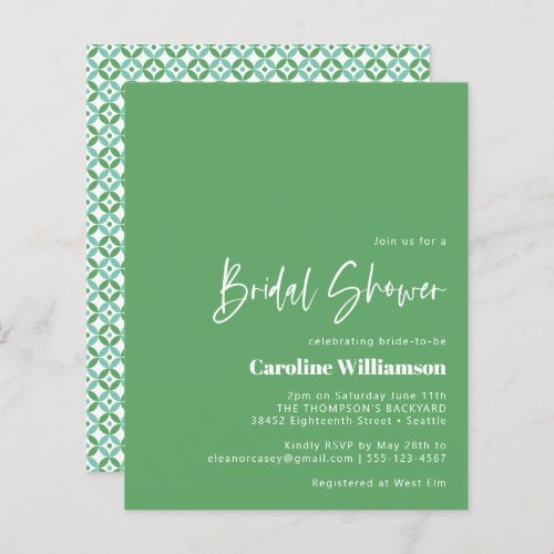 Budget Green Blue Mid Mod Geometric Bridal Shower