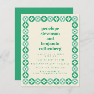 Budget Green Blue Mod Geometric Wedding Website