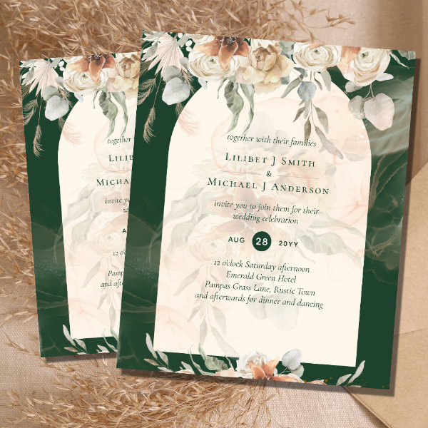 BUDGET Green BOHO Terracotta Floral Wedding Flyer