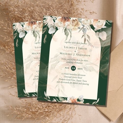 BUDGET Green BOHO Terracotta Floral Wedding Flyer