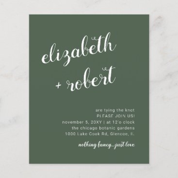 Budget Green Calligraphy Wedding Invitation