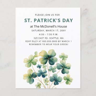 Budget Green Clover Shamrock St Patricks Invite