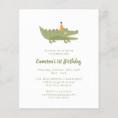 Budget Green Crocodile 1st Birthday Invitation (Front)